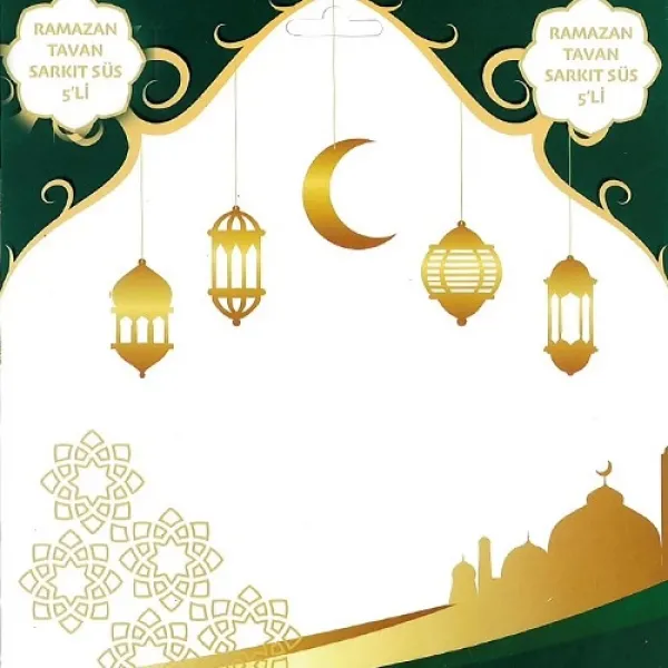 Ramazan Asma Tavan Sarkıt Süs Seti 5li Gold