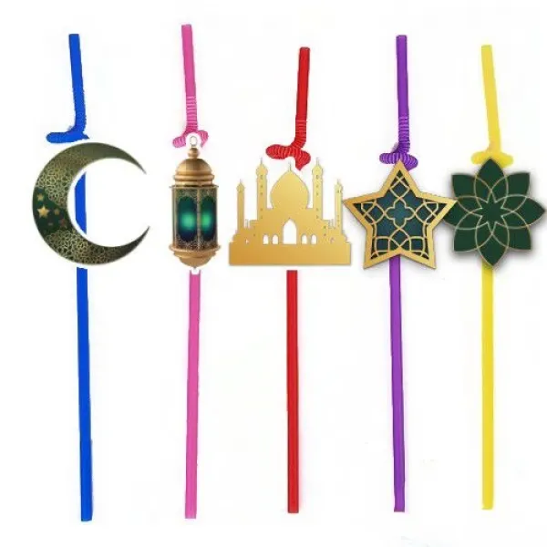 Ramazan Figürlü Artistik Pipet Yeşil 10 Adet