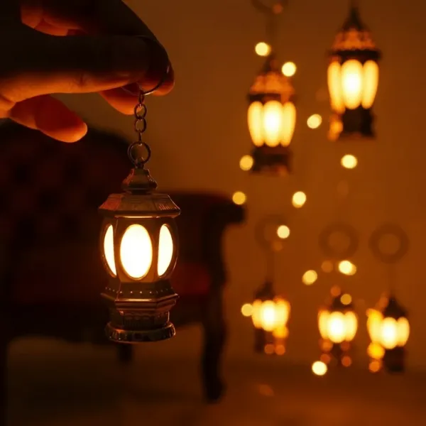 Ramazan Led ışıklı Kandil Anahtarlık (5 cm - 1 Adet)