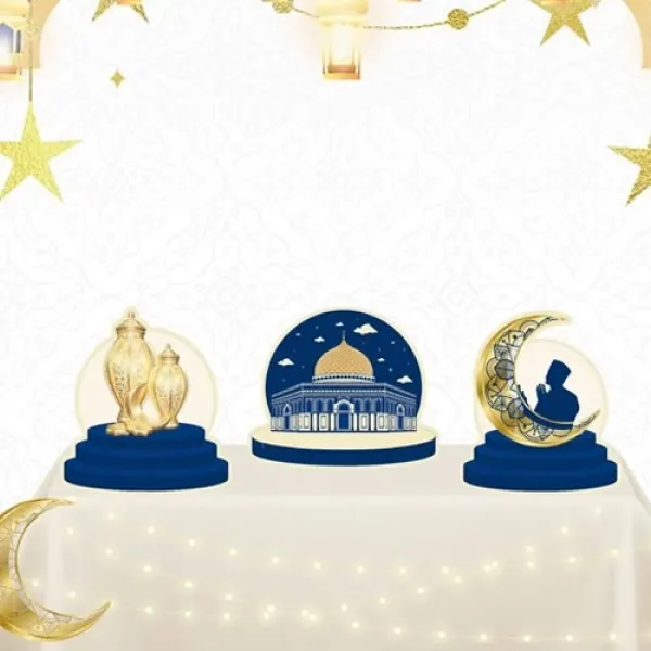 Ramazan Masa Dekor Süs Pano Mavi 3 Adet