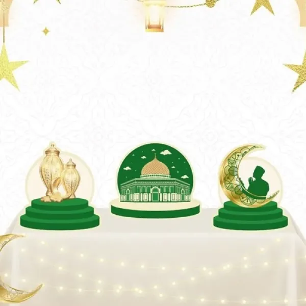 Ramazan Masa Dekor Süs Pano Yeşil 3 Adet