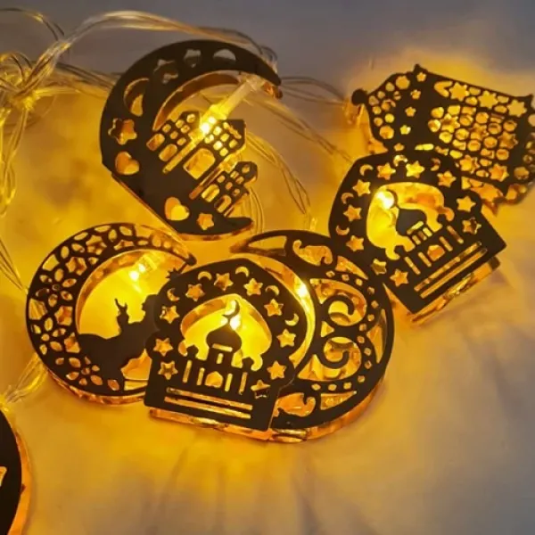 Ramazan Metal Kandil-Cami-Hilal-Ay Yıldız Led ışık (2 metre)