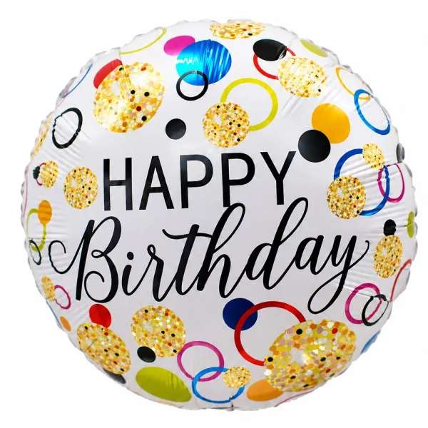 Renkli Happy Birthday Folyo Balon (45 cm)