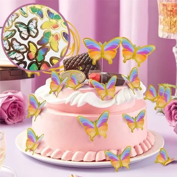Renkli Kelebek Pasta Süsü 21 Adet