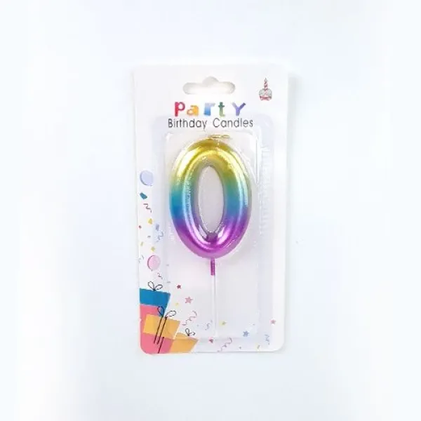 Renkli Metalik Rakam Pasta Mum - 0