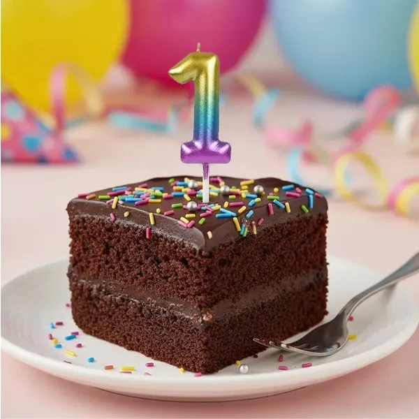 Renkli Metalik Rakam Pasta Mum - 1