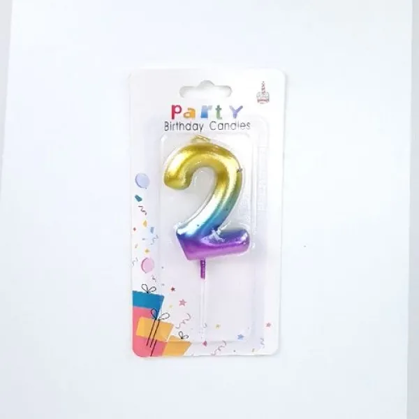 Renkli Metalik Rakam Pasta Mum - 2