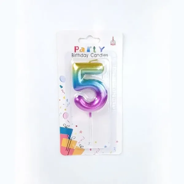 Renkli Metalik Rakam Pasta Mum - 5