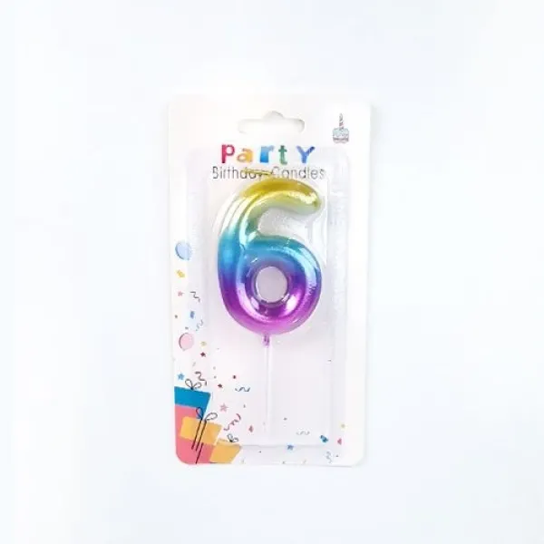 Renkli Metalik Rakam Pasta Mum - 6