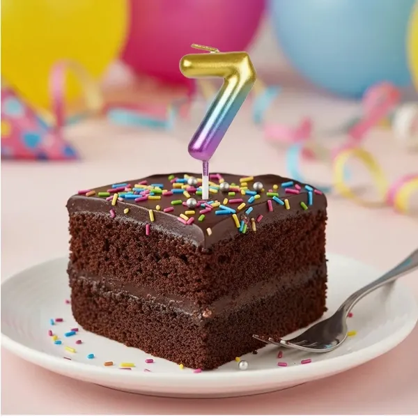 Renkli Metalik Rakam Pasta Mum - 7