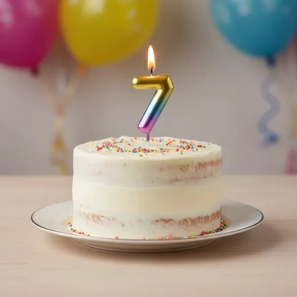 Renkli Metalik Rakam Pasta Mum - 7