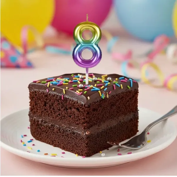 Renkli Metalik Rakam Pasta Mum - 8