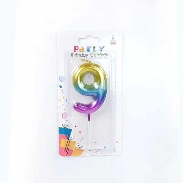 Renkli Metalik Rakam Pasta Mum - 9