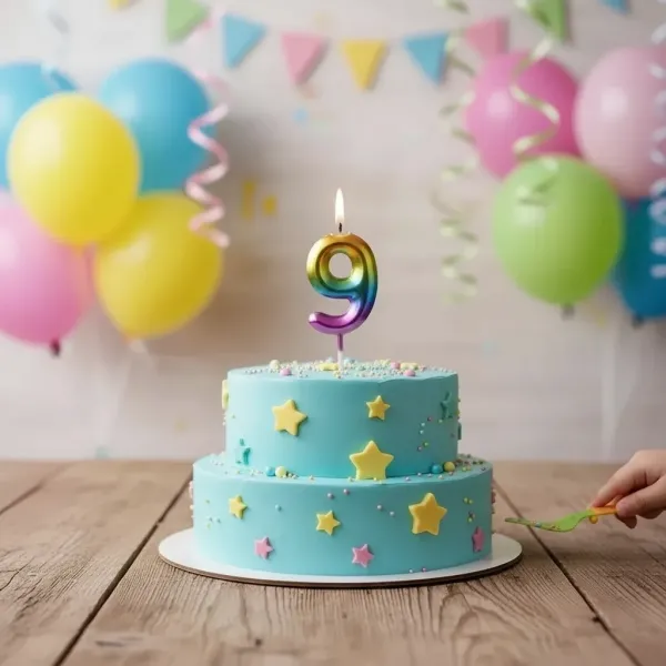 Renkli Metalik Rakam Pasta Mum - 9