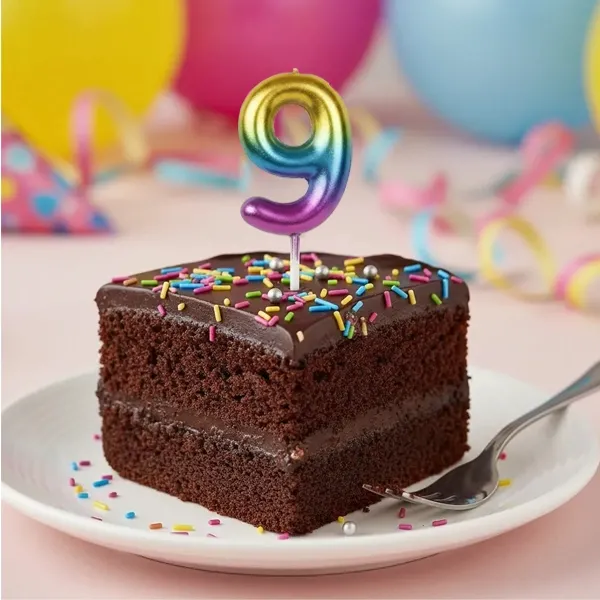 Renkli Metalik Rakam Pasta Mum - 9