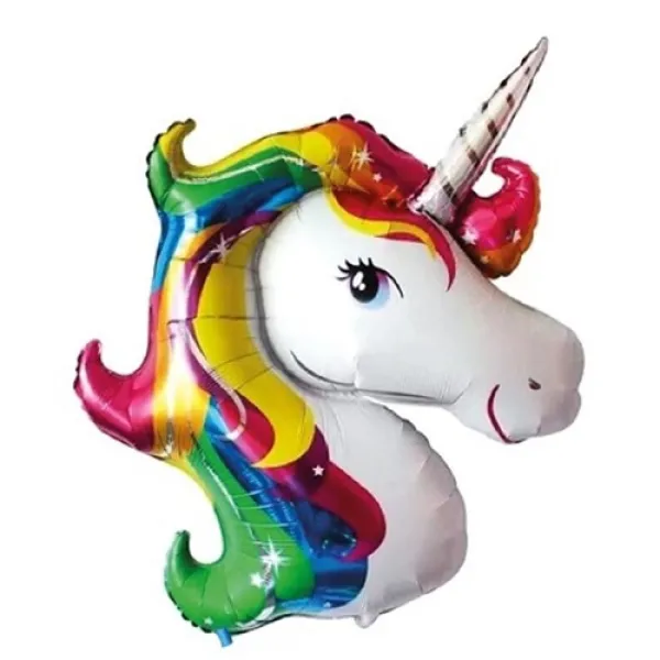 Renkli Unicorn Kafa Folyo Balon 97x80 cm