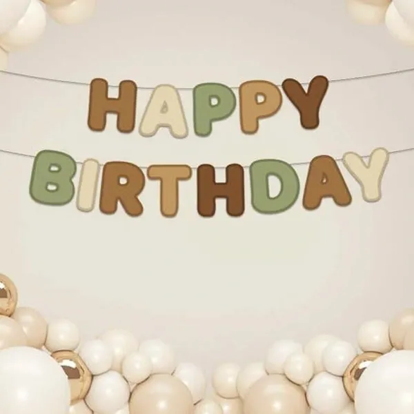 Retro Kahve Happy Birthday Banner 220 cm