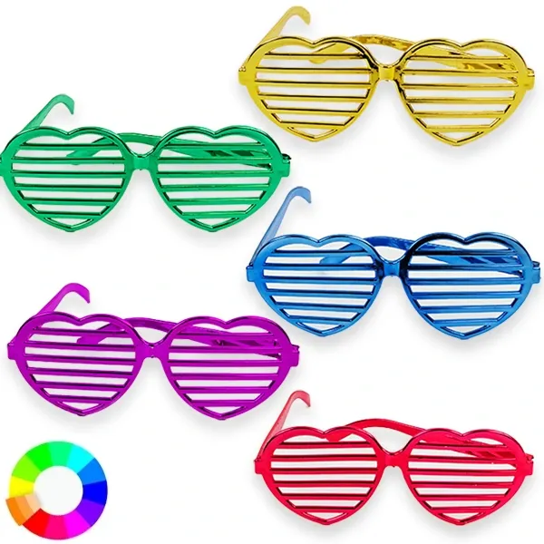 Retro Karışık Renkli Metalik Kalp Gözlük (1 Adet)