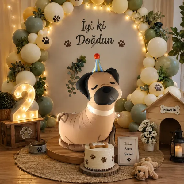 Retro Şapkalı Köpek Folyo Balon (76x50 cm)