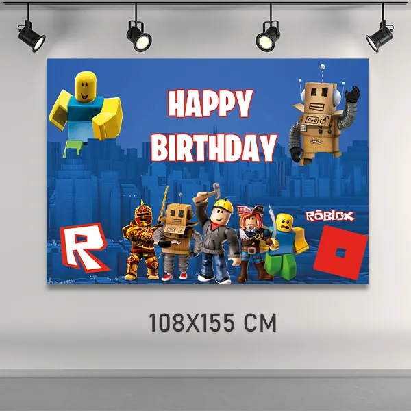 Roblox Doğum Günü Parti Afişi (108x155 cm)