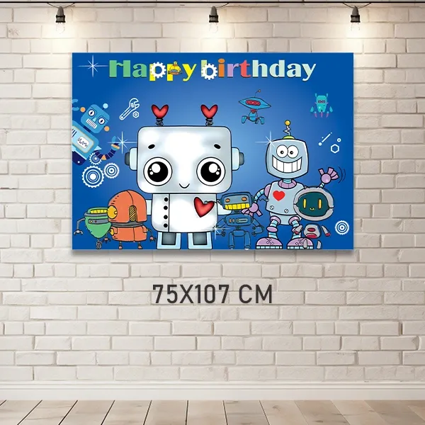 Robot Doğum Günü Afişi (75x107 cm)