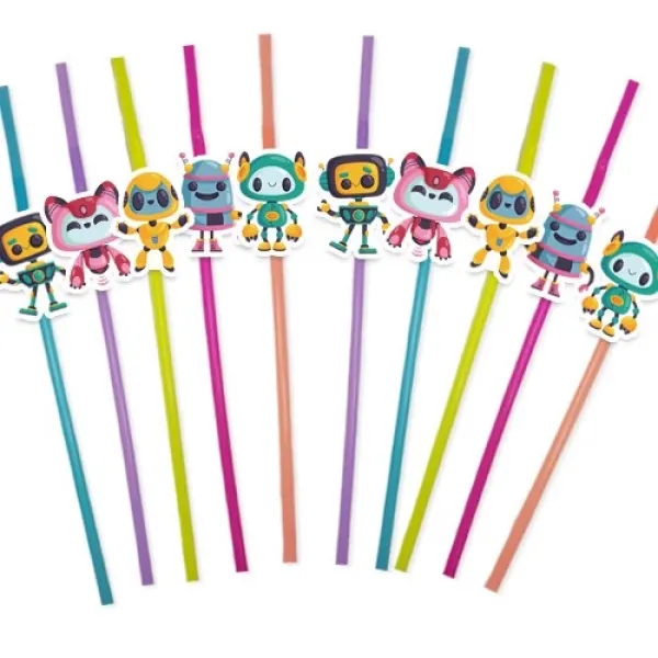 Robot Temalı Artistik Pipet V2 - 10 Adet