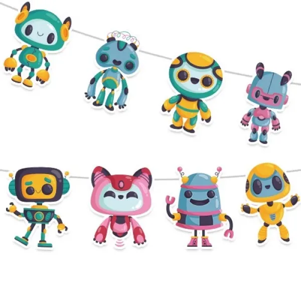 Robot Temalı Dekoratif Banner V2 - 140x18 cm