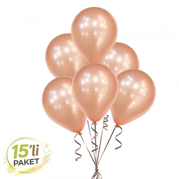 Rose Gold Metalik Balon (15 Adet)