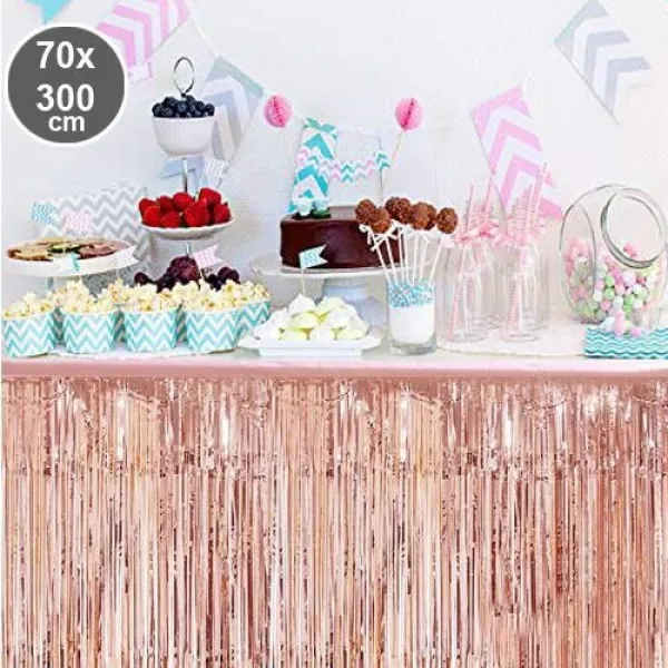 Rose Gold Püsküllü Masa Eteği 70*300 cm