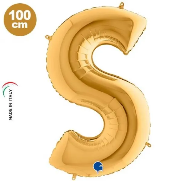 S Harf Folyo Balon – Gold – 100 cm (40 inch)