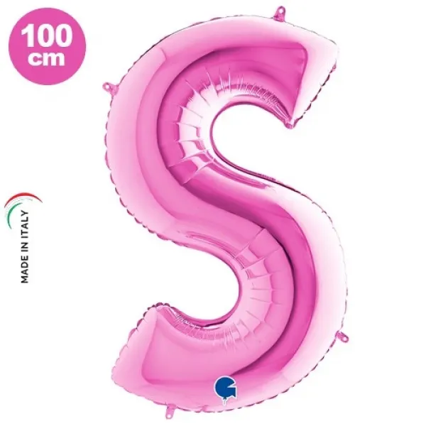 S Harf Folyo Balon – Pembe – 100 cm (40 inch)