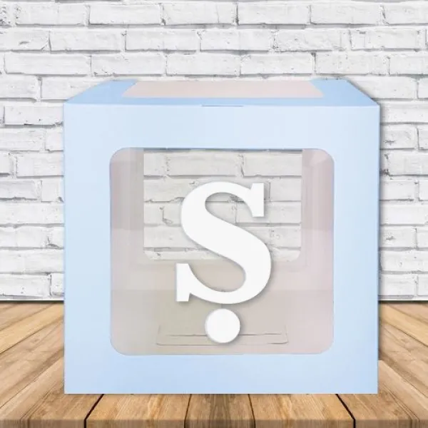 Ş - Harfi Şeffaf Balon Kutusu Mavi 16,5 cm