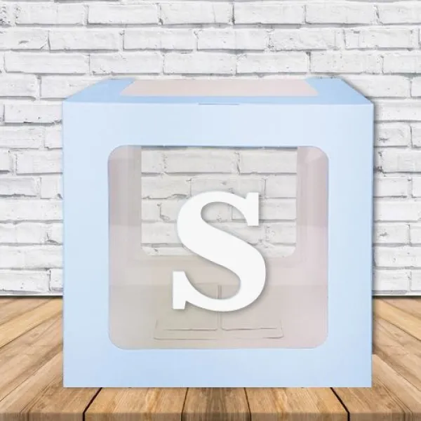 S - Harfi Şeffaf Balon Kutusu Mavi 16,5 cm