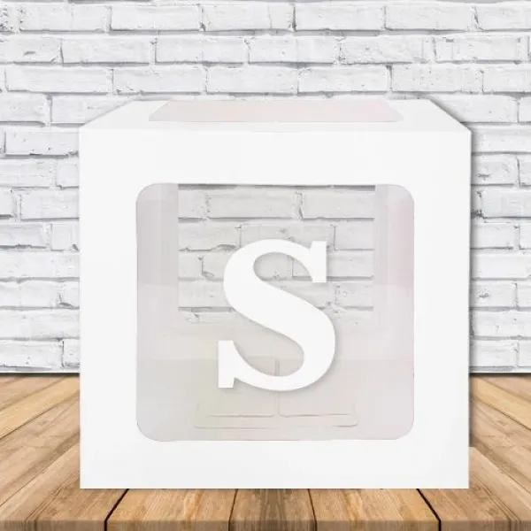 S - Harfi Şeffaf Kutu Beyaz 25 cm