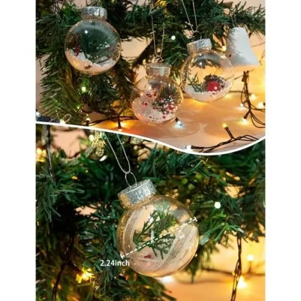 Şeffaf İçi Süslü Kokinalı Yılbaşı Çam Ağacı Topu 12 adet 6 cm