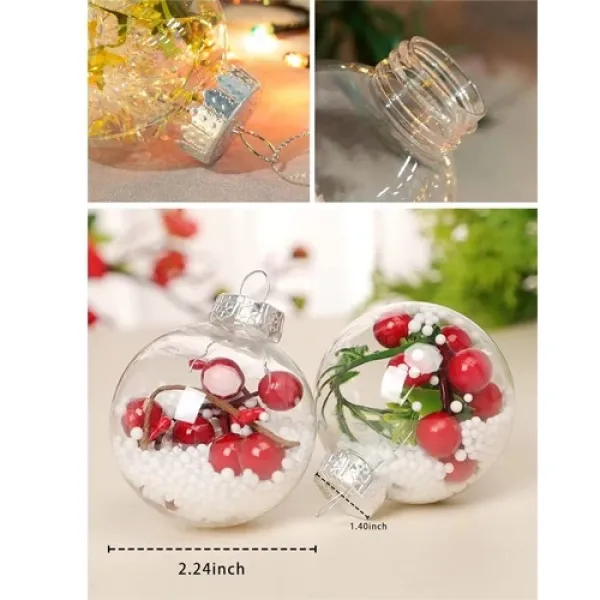 Şeffaf İçi Süslü Kokinalı Yılbaşı Çam Ağacı Topu 12 adet 6 cm