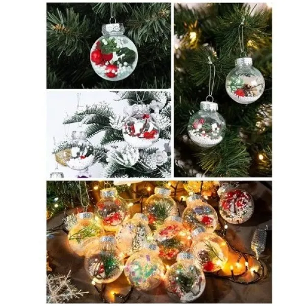 Şeffaf İçi Süslü Kokinalı Yılbaşı Çam Ağacı Topu 12 adet 6 cm
