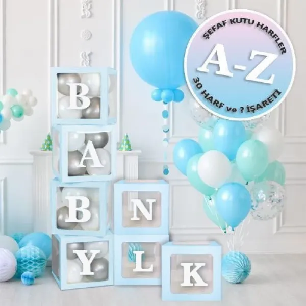 Şeffaf Kutu Harf Mavi 25 cm Adan Zye