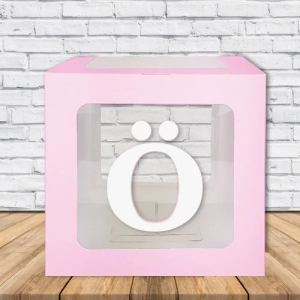 Şeffaf Kutu Harf Pembe 25 cm Adan Zye
