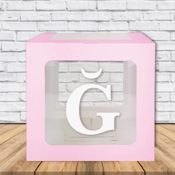 Şeffaf Kutu Harf Pembe 25 cm Adan Zye