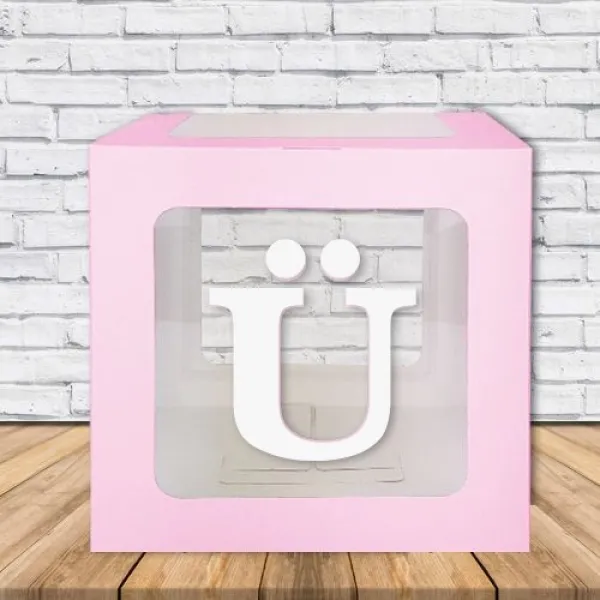 Şeffaf Kutu Harf Pembe 25 cm Adan Zye