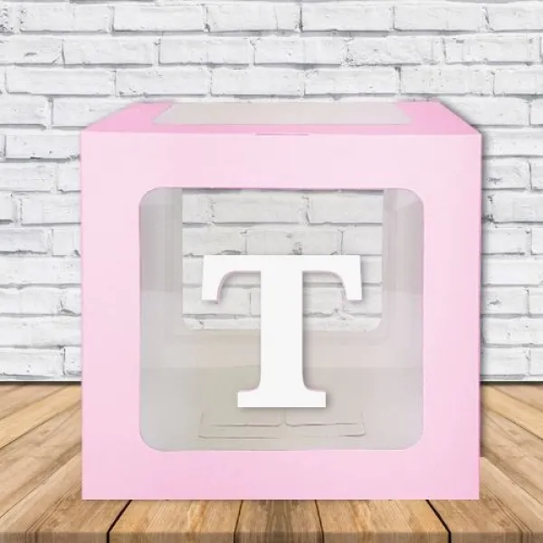 Şeffaf Kutu Harf Pembe 25 cm Adan Zye