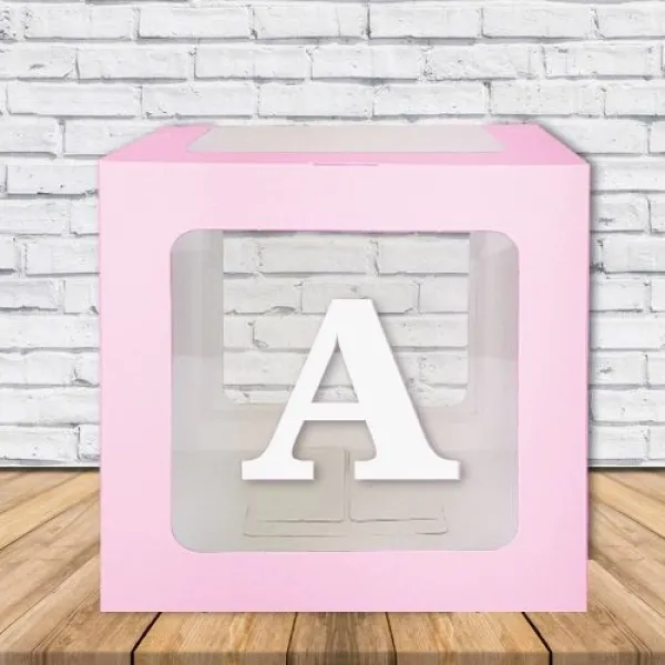 Şeffaf Kutu Harf Pembe 25 cm Adan Zye