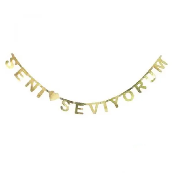 Seni Seviyorum Yazısı Gold 210 cm