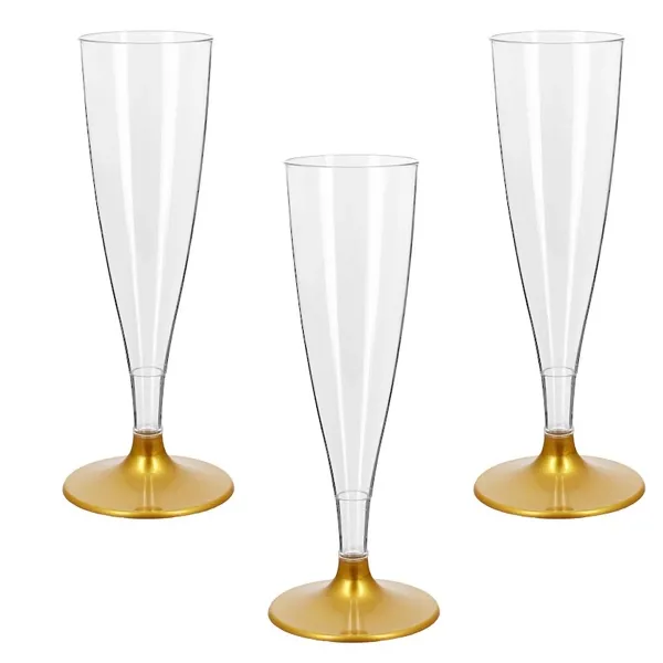 Sert Plastik Şampanya Kadeh Bardak 6 Adet Gold
