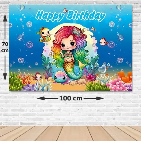 Sevimli Deniz Kızı Doğum Günü Afişi Fotosuz 70*100 cm
