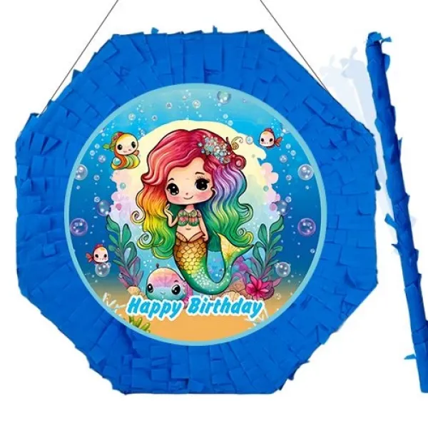 Sevimli Deniz Kızı Pinyata 42 cm + Sopası