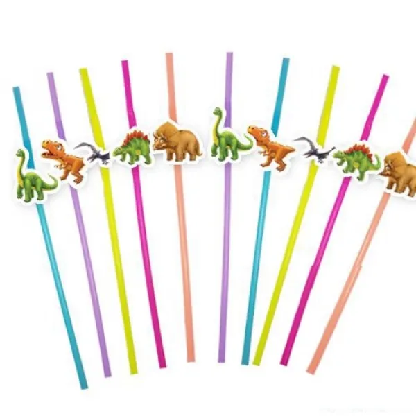 Sevimli Dinozor Artistik Pipet 10 Adet