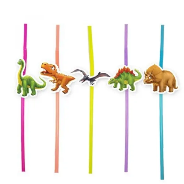 Sevimli Dinozor Artistik Pipet 10 Adet