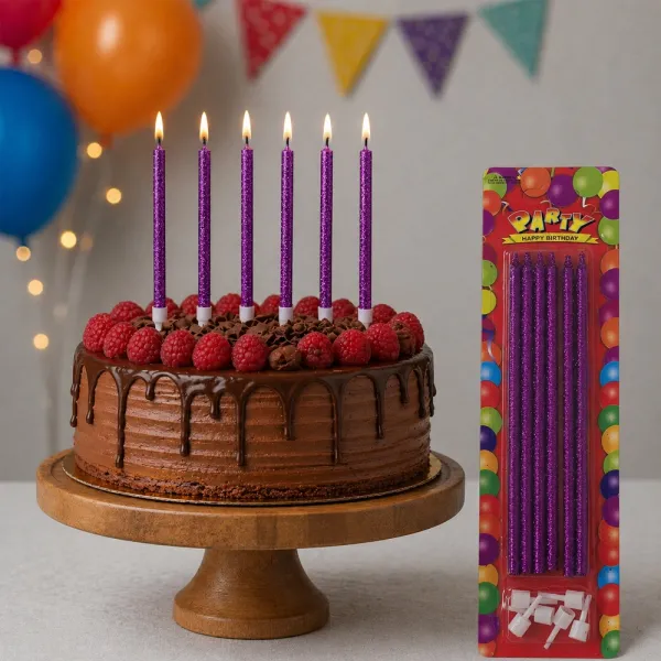 Simli Mor Pasta Mumu (6 Adet)